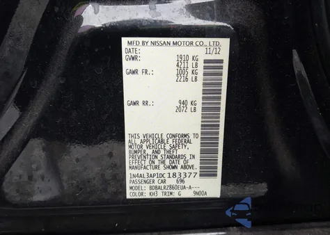 2013 Nissan Altima 2.5 S from USA, damaged, VIN 1N4AL3AP1DC183377